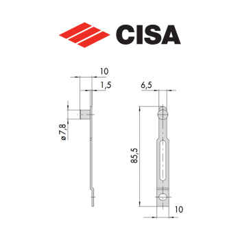 Coppia comandi per prolunghe di chiusura con aste esterne Cisa art. 0644200