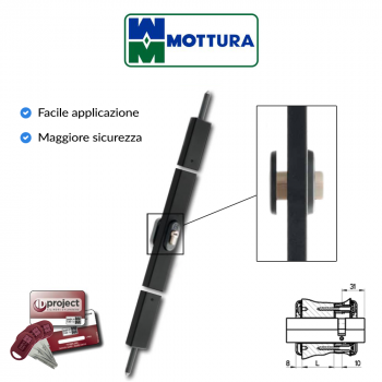 Serratura a fascia verticale Mottura altezza 2,5 m Nera art. 32.592