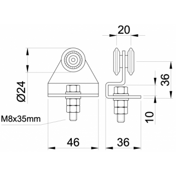 338/2 IBFM carrello in lamiera per portoni scorrevoli