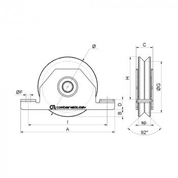 427NYIX Combi Arialdo ruota gola V 1 cuscinetto supporto interno per cancelli scorrevoli