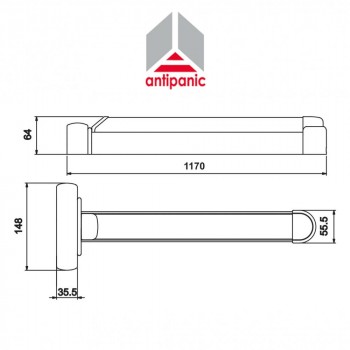 602/2 Antipanic - Maniglione antipanico meccanico duplice con barra integrata