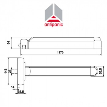 603/2 Antipanic - Maniglione antipanico meccanico triplice con barra integrata
