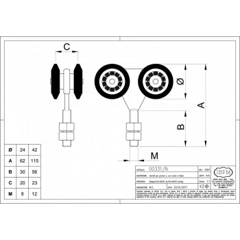 331/N IBFM carrello fisso con 4 cuscinetti