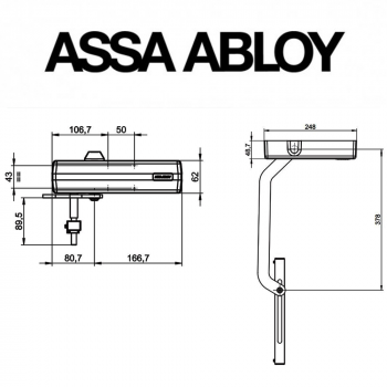 DC650G Assa Abloy | Chiudicancello pignone e cremagliera per cancelli pedonali