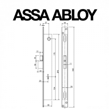 F6603 Assa Abloy | Serratura meccanica di sicurezza montante a doppia mappa scrocco e catenaccio