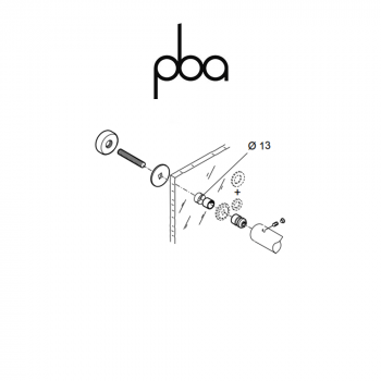 FIX.013.000D.81 PBA - Kit di fissaggio singolo passante per vetro, diametro Ø 35 | Programma PVD