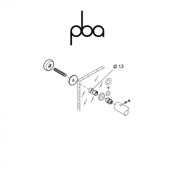 FIX.012.000D.81 PBA - Kit di fissaggio singolo passante per vetro, diametro Ø 30 | Programma PVD