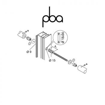 FIX.510.000D.B2 PBA - Kit di fissaggio contrapposto per legno, PVC, alluminio, perno=33 mm | Programma IT - YOD - 200Q - 200E - 200 - M18 - 300 - PVD
