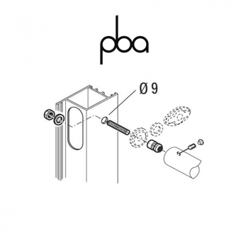 FIX.610.000D.B2 PBA - Kit di fissaggio singolo non passante per profilo tubolare | Programma IT - YOD - 200Q - 200E - 200 - M18 - 300 - PVD