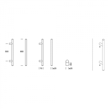 FRANKFURT 25 Reguitti maniglione acciaio inox per porte