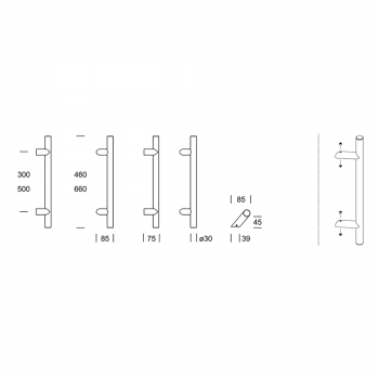 FRANKFURT 30 S Reguitti maniglione acciaio inox per porte