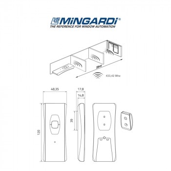 MR-T1 Mingardi - Telecomando monocanale per il controllo di 1 apertura o di un gruppo