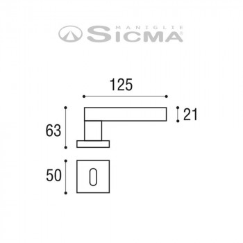 Doppia maniglia con rosetta e bocchetta quadrata foro patent Sicma serie H5