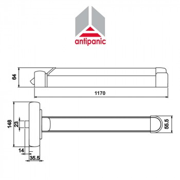 601/2 Antipanic - Maniglione antipanico meccanico centrale con barra integrata