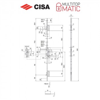 Serratura meccanica multipunto Cisa Multitop Matic entrata 40 frontale piatto art. 4A00040