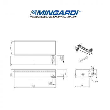 MICRO 02 Mingardi attuatore a catena per finestre vasistas e a sporgere