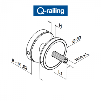 Q-Railing - adattatore per vetro Easy Glass MOD 0745