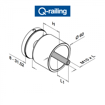 Q-Railing - adattatore per vetro Easy Glass MOD 0745