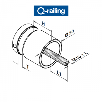 Q-Railing - Adattatore per vetro Easy Glass MOD 0747
