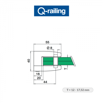 Morsetto per vetro Q-Railing MOD 24 art. 14.2400.000.12