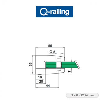 Morsetto per vetro Q-Railing MOD 26 art. 14.2600.000.12