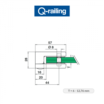 Morsetto per vetro Q-Railing MOD 42 art. 14.4200.000.12