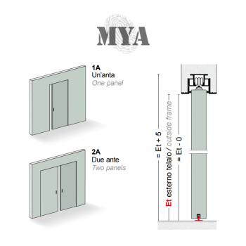 MYA Royal Pat - Porta filo muro scorrevole centro muro reversibile per interni