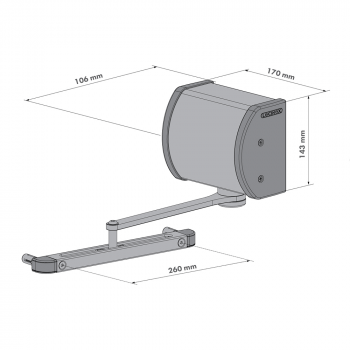 PHANTER-9005 - Chiudicancello idraulico nero per montaggio a parete o su pilastro