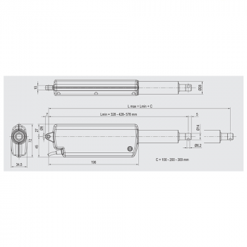 ROCK - Attuatore lineare a stelo rigido 500N per finestre a lamelle e piccole cupole