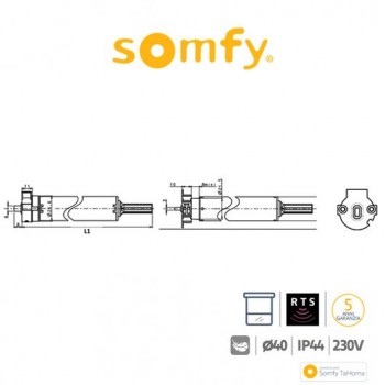 ROLL UP 28 WT Somfy motore radio per tende interne e tende a rullo