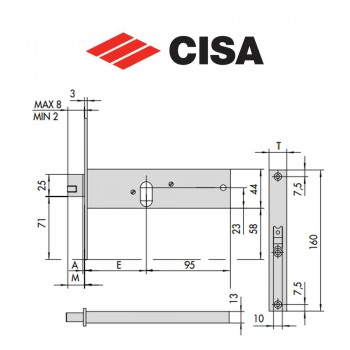 44160 Cisa - Serratura da infilare a cilindro per fasce