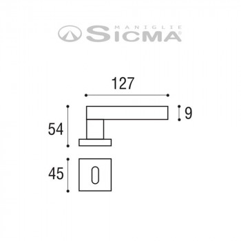 Doppia maniglia con rosetta e bocchetta quadrata foro patent Sicma serie Shelby