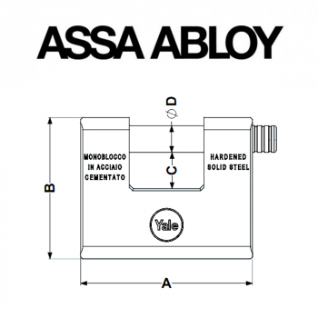Y1640185 Assa Abloy | Lucchetto Yale serie Y164 acciaio blindato rettangolare
