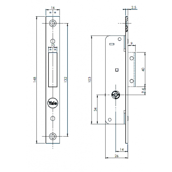 YF5810 Assa Abloy | Serratura a cilindro a spillo per montante entrata 14 frontale 16