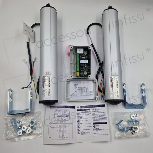 KIT D8 SYNCRO Mingardi - Coppia attuatori sincronizzati a stelo per finestre a sporgere e lucernari