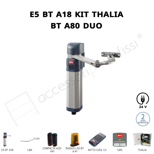E5 BT A18 KIT THALIA BT A80 DUO BFT operatore elettromeccanico per ante di cancelli battenti pedonali e carrabili