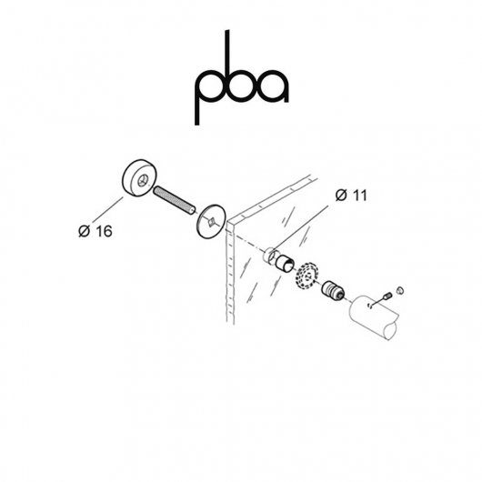 FIX.025.000I PBA - Kit di fissaggio singolo passante per vetro | Programma: 200P - 200