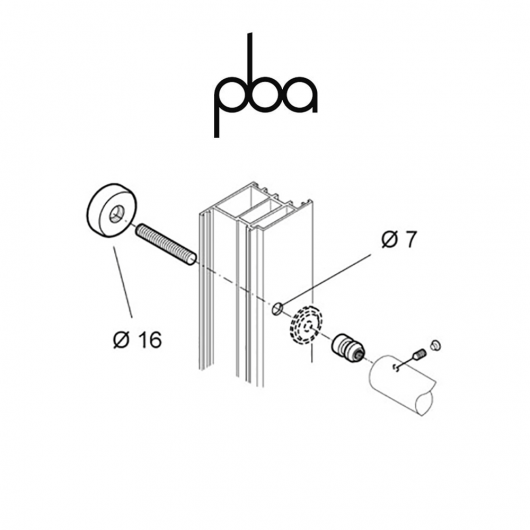 FIX.120.000I PBA - Kit di fissaggio singolo passante per legno, alluminio, PVC | Programma: 200P - 200
