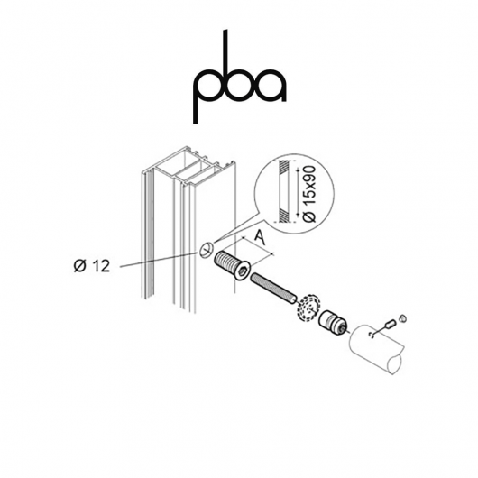 FIX.420.000I.B2 PBA - Kit di fissaggio singolo non passante per legno, PVC, alluminio a 2-3 camere, perno= 33 mm | Programma: 200P - 200