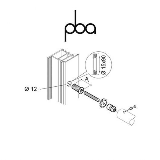 FIX.420.00IL.B2 PBA - Kit di fissaggio singolo non passante per legno, PVC, alluminio a 2-3 camere, perno= 50 mm | Programma: 200P - 200