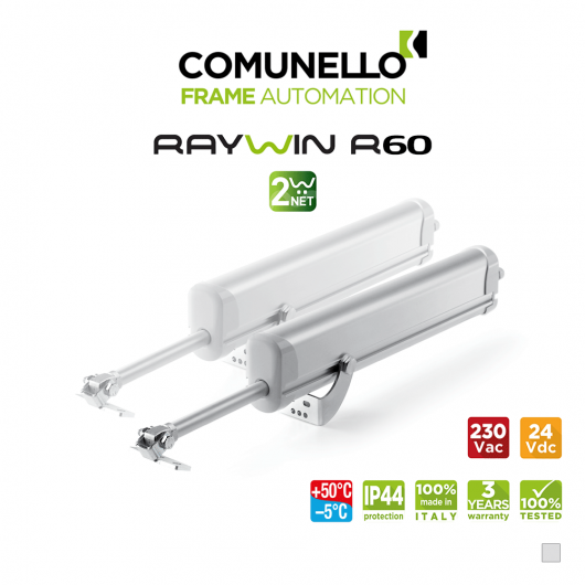 RAYWIN R60 2W-NET Comunello - Doppio attuatore elettrico a stelo per finestre a sporgere e lucernari