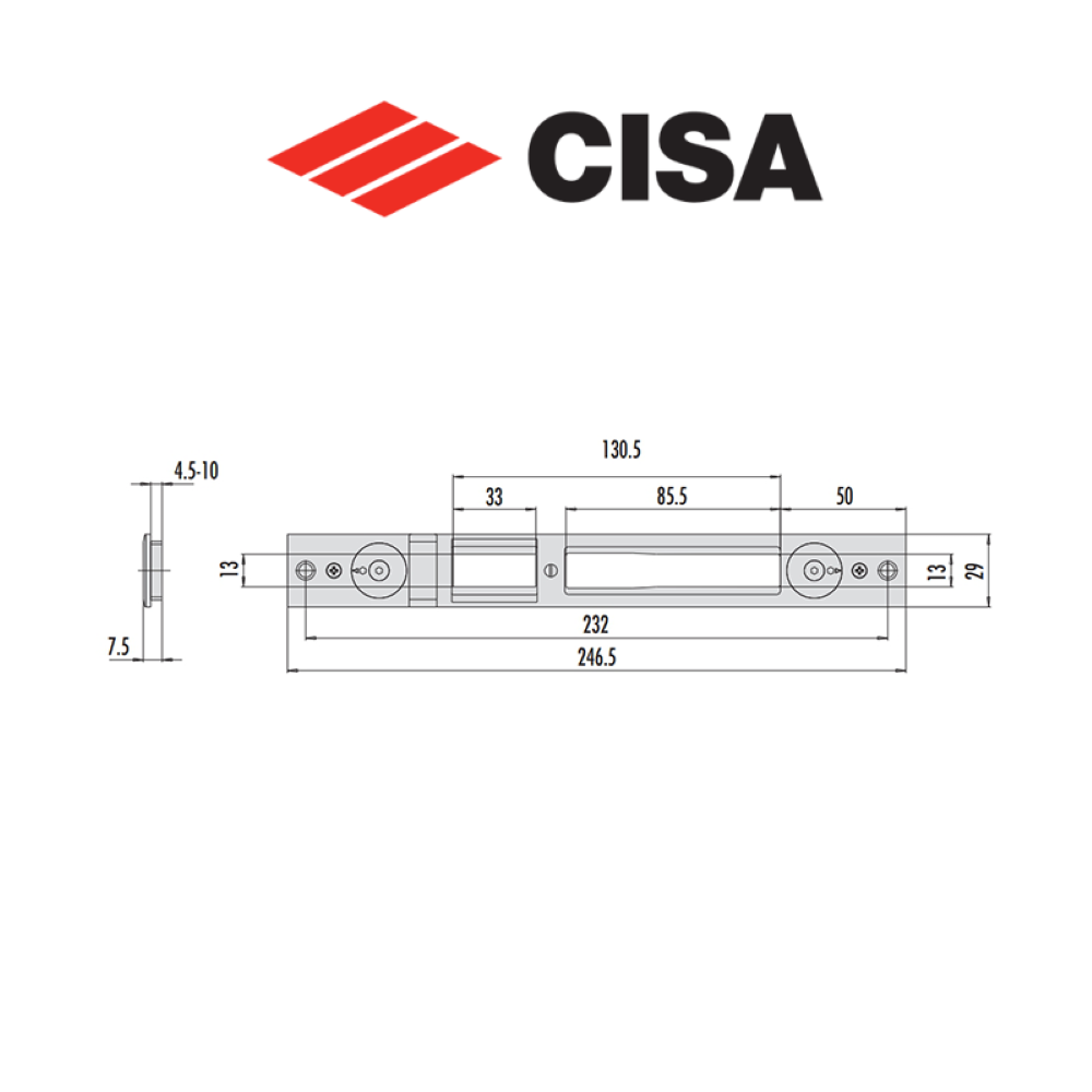 0646385 Cisa - Contropiastra con spessore regolabile in acciaio inox 0646385 Cisa - Contropiastra con spessore regolabile in acciaio inox