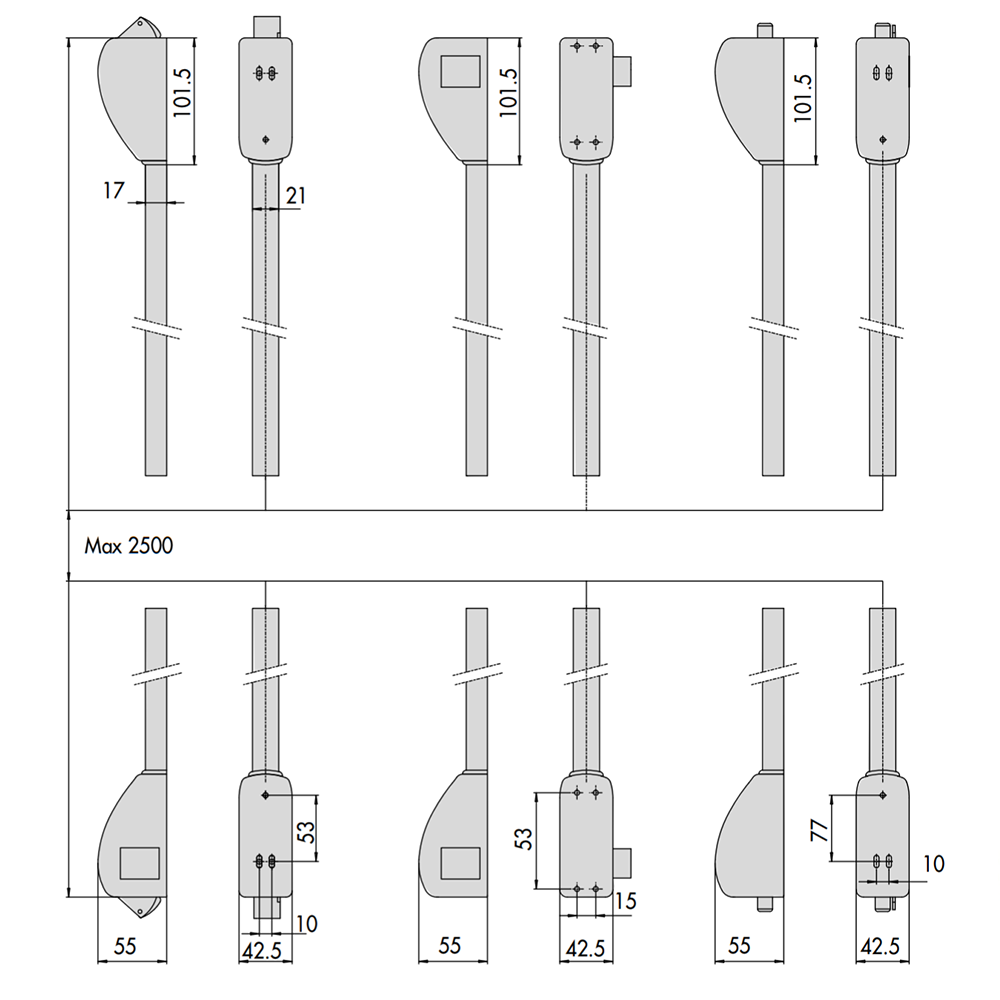 Coppia scrocchi alto/basso per maniglioni antipanico Cisa art. 0706361 Coppia scrocchi alto/basso per maniglioni antipanico Cisa art. 0706361