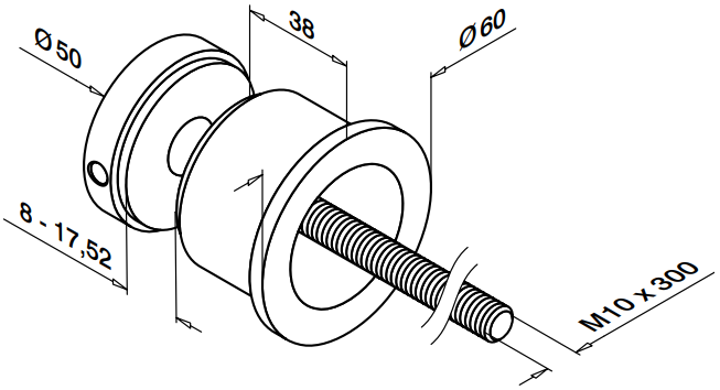 MOD 0744 Q-Railing adattatore per vetro Easy Glass