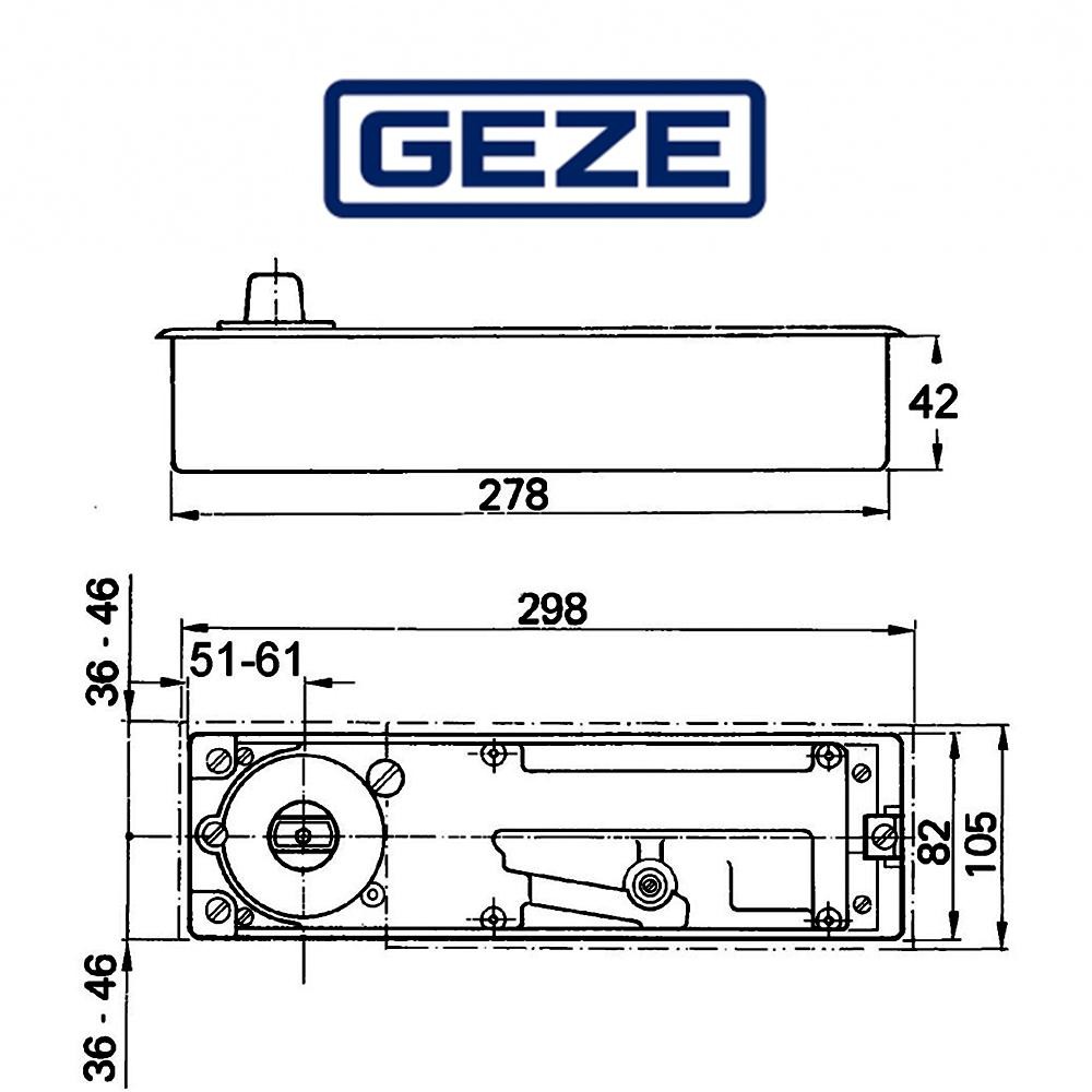 Geze | Chiudiporta a pavimento TS 500/NV EN 1-4 con fermo a 90°