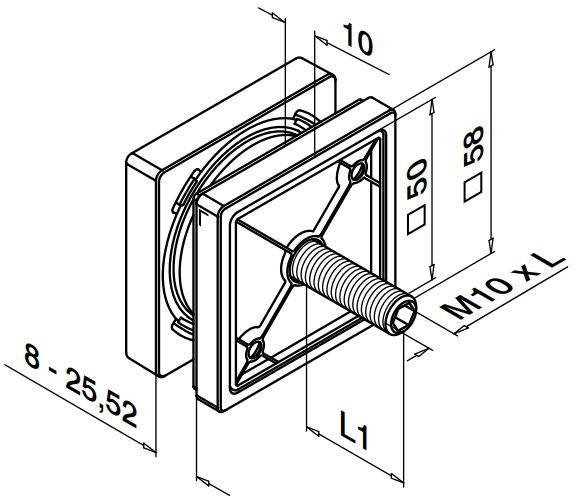Q-Railing - adattatore per vetro Easy Glass MOD 4747