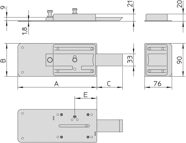 1.785 Viro serratura ferroglietto con scivolo