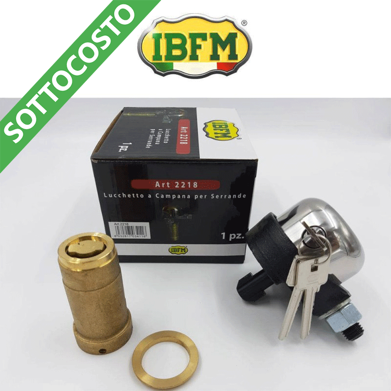 Lucchetto a campana per serrande IBFM Bullit con chiave a cifratura unica KA Lucchetto a campana per serrande IBFM Bullit con chiave a cifratura unica KA