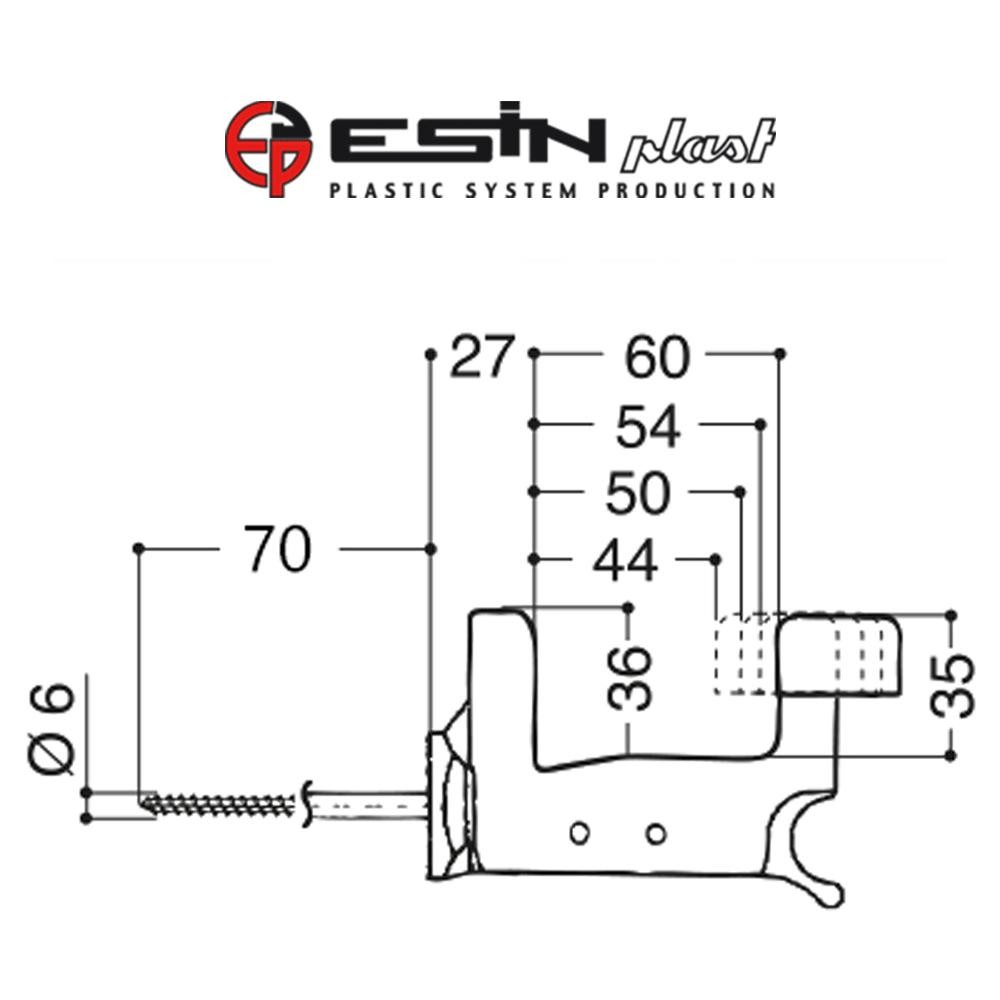 Fermo imposta automatico Esinplast Super Top Grillo vite 70 mm Grigio art. 099993000068