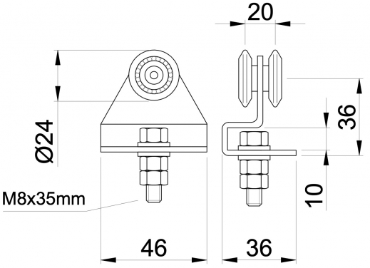 338/2 IBFM carrello in lamiera per portoni scorrevoli 338/2 IBFM carrello in lamiera per portoni scorrevoli